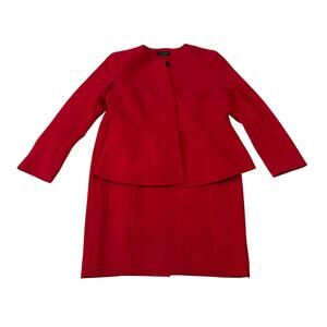 Ann Taylor Suit Skirt Set Blazer Pencil Skirt Red Size 4 Career Office